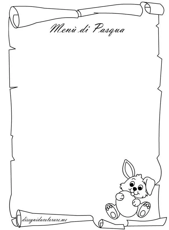 Pergamena con menù di Pasqua | Disegni da colorare Pergamena con menù di Pasqua | Disegni da colorare