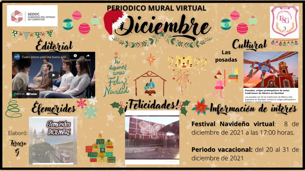 Periódico mural diciembre – Escuela Secundaria General No. 3