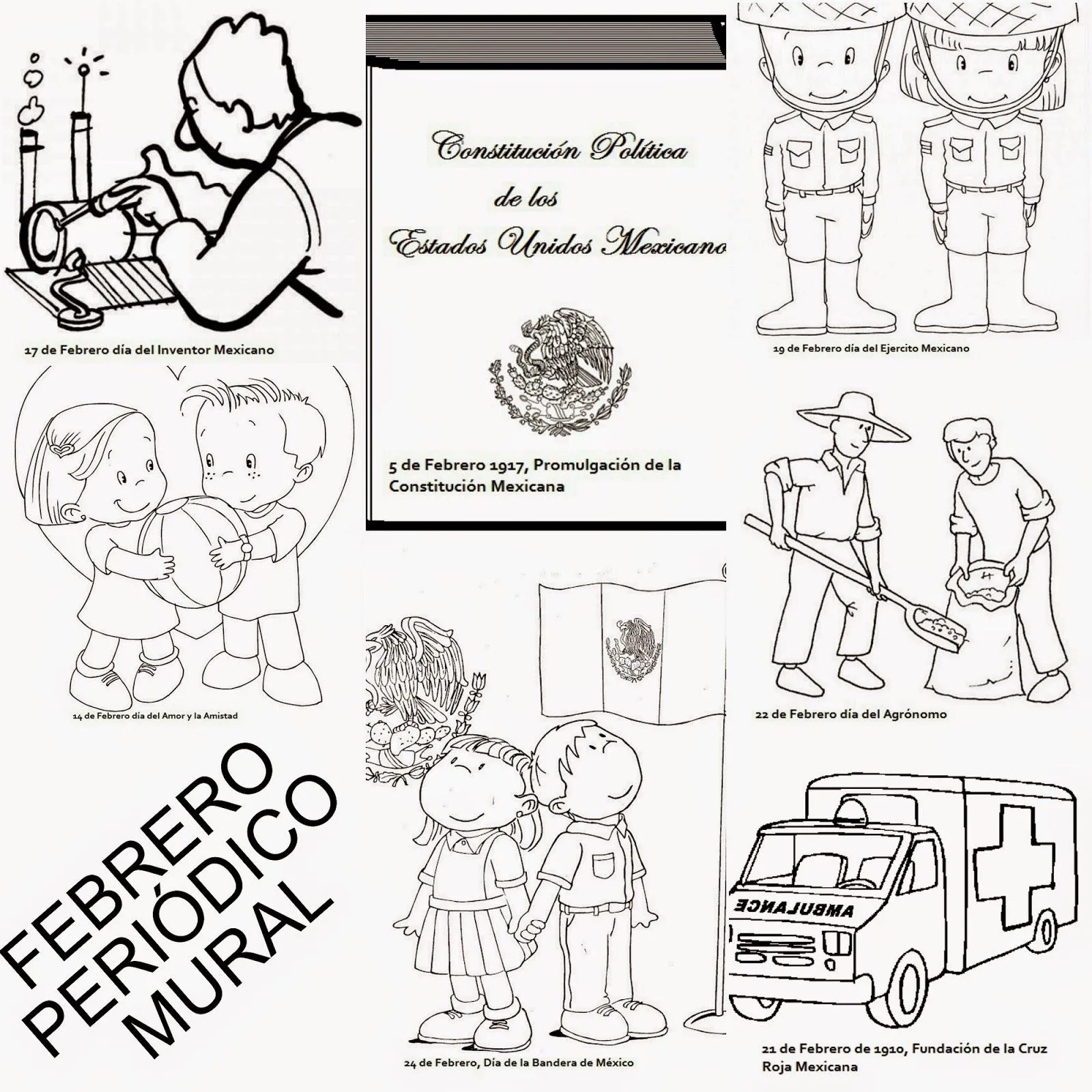 Periódico mural de Febrero listo para imprimir en hojas y armarlo en tamaño grande Periódico mural de Febrero listo para imprimir en hojas y armarlo en tamaño grande