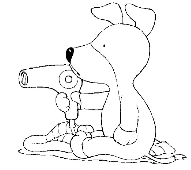 Perrito con secadora de pelo ~ Dibujos para Colorear Infantil Perrito con secadora de pelo ~ Dibujos para Colorear Infantil
