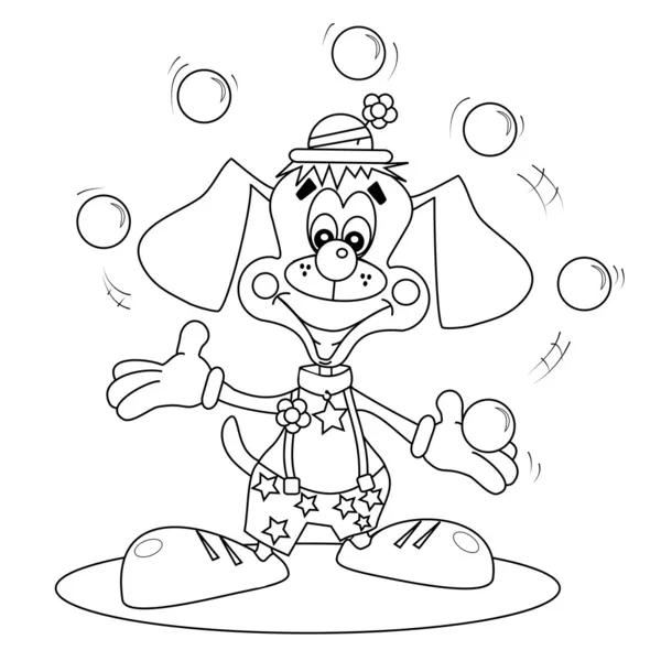 perro de dibujos animados como payaso malabares — Vector stock ...