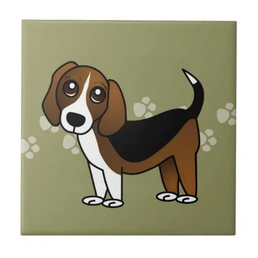 Perro lindo del dibujo animado del beagle en verde azulejo ...