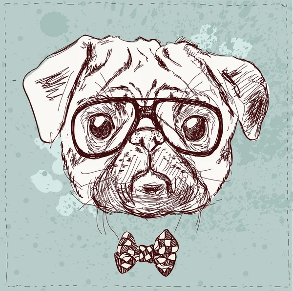 Perro pug inconformista con gafas — Vector stock © iriskana #36831361