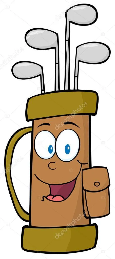 Personaje de dibujos animados de bolsa de golf — Foto stock ... Personaje de dibujos animados de bolsa de golf — Foto stock ...