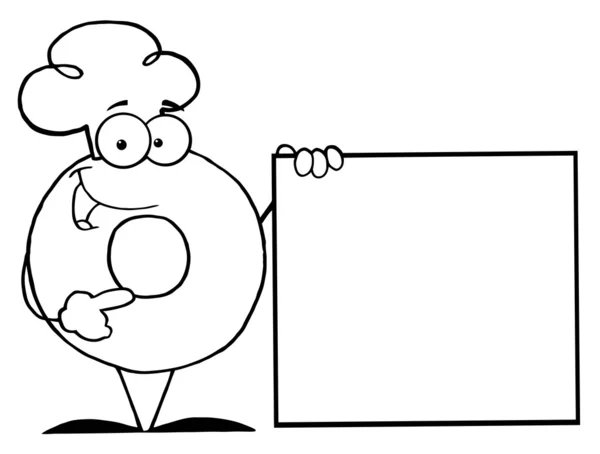 Personaje de dibujos animados de donuts presentando un cartel en ... Personaje de dibujos animados de donuts presentando un cartel en ...