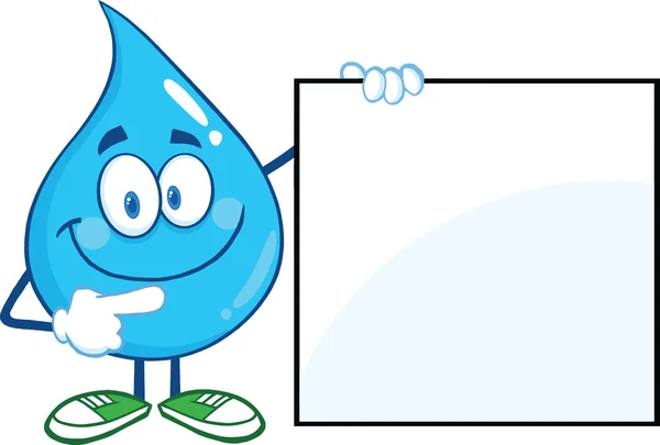 personaje de dibujos animados de gota de agua mostrando un cartel ... personaje de dibujos animados de gota de agua mostrando un cartel ...
