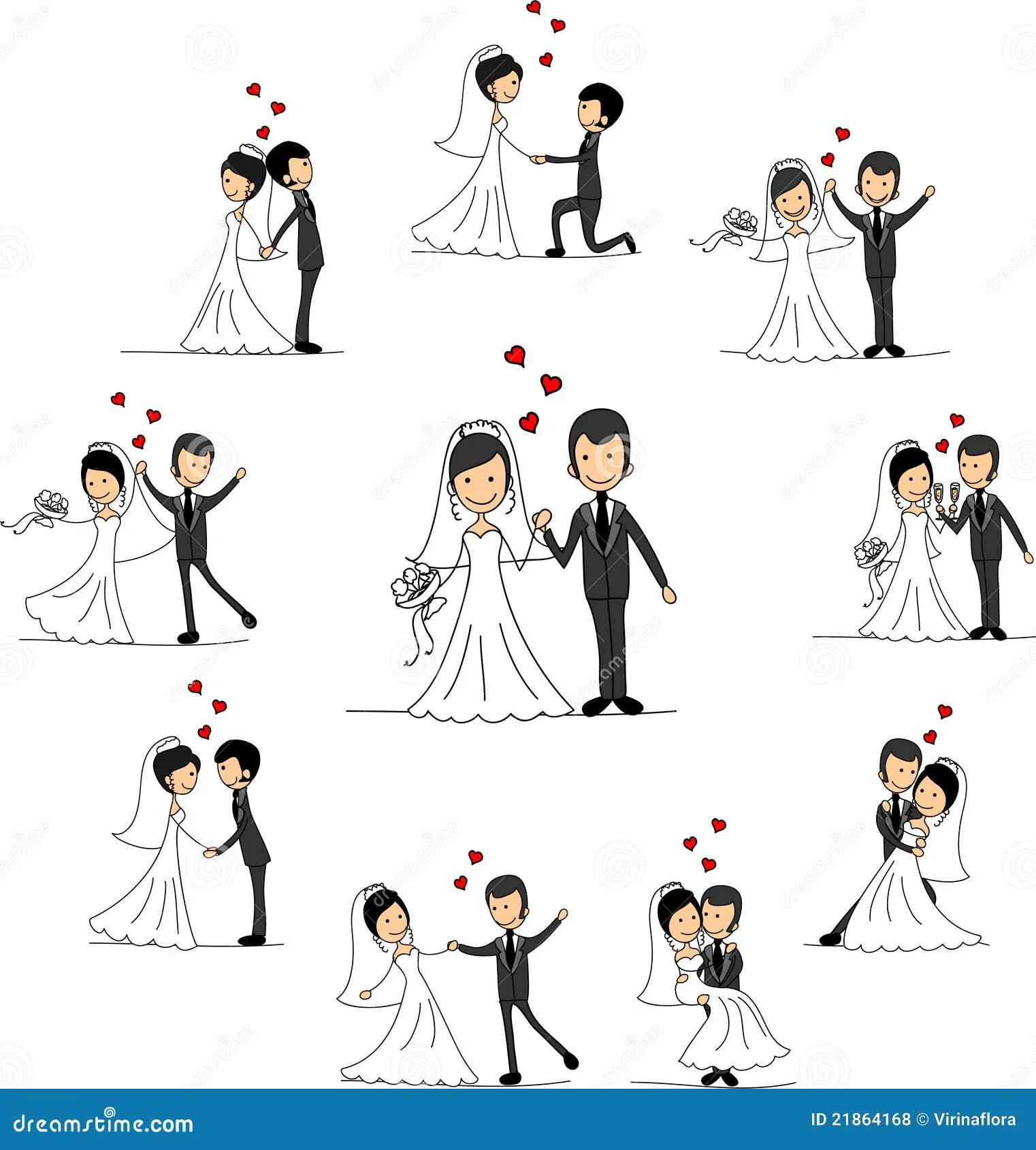 Personajes De Dibujos Animados De La Boda, Vector Fotos de archivo ...