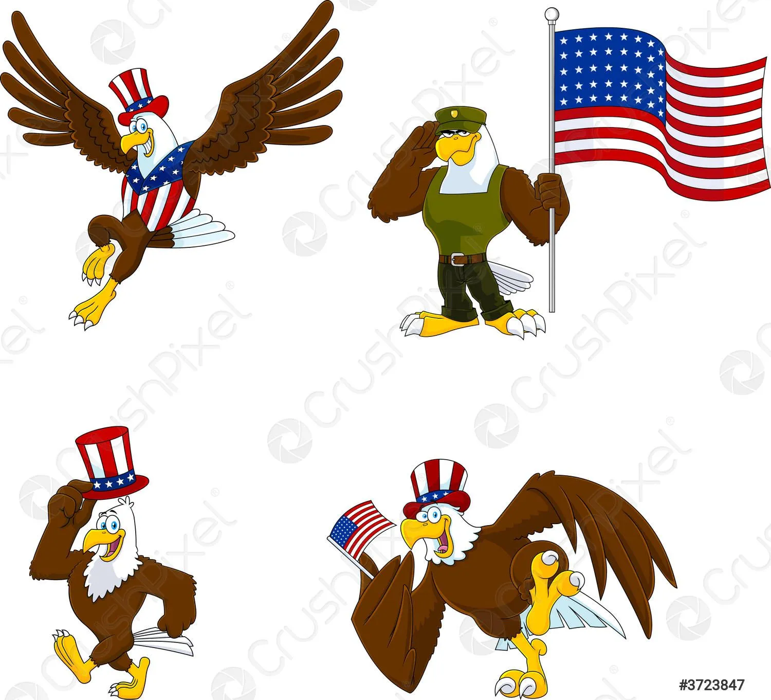 Personajes de dibujos animados patrióticos águila - vector de stock 3723847 | Crushpixel Personajes de dibujos animados patrióticos águila - vector de stock 3723847 | Crushpixel