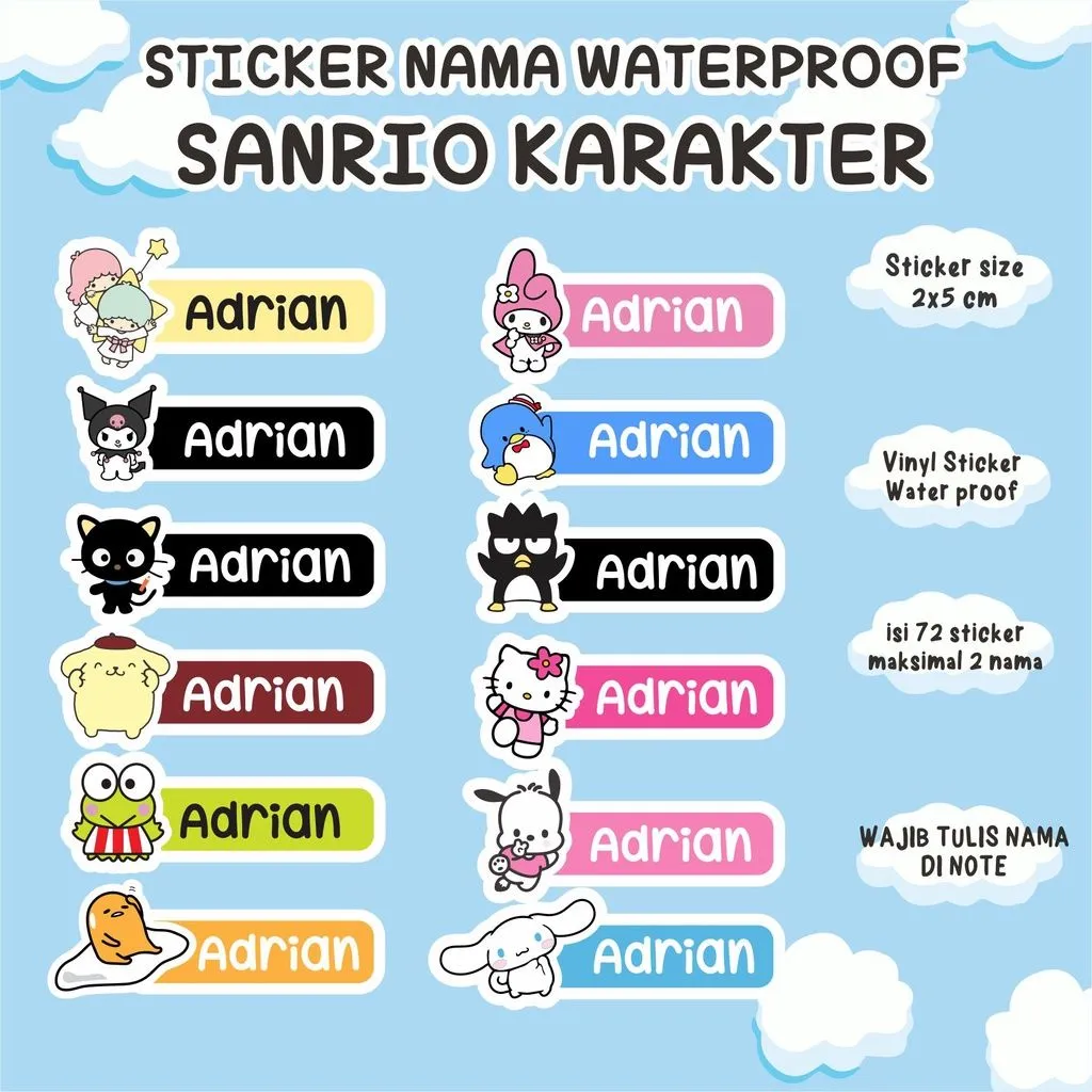 Consigue Todos Los Personajes ! Sanrio Nombre De Personaje Pegatina Impermeable 72pcs | Shopee México Consigue Todos Los Personajes ! Sanrio Nombre De Personaje Pegatina Impermeable 72pcs | Shopee México