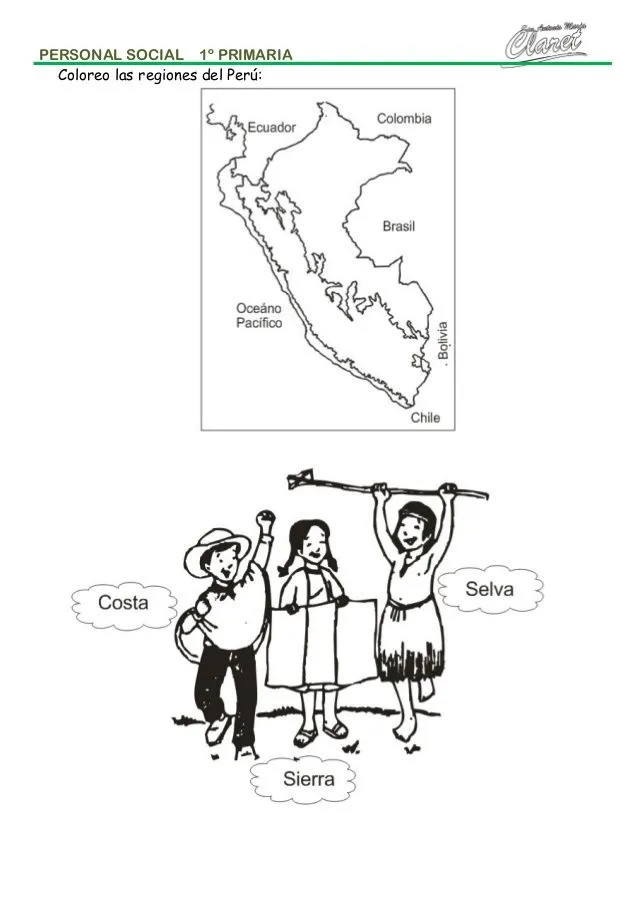 PERSONAL SOCIAL 1º PRIMARIA Coloreo las regiones del Perú: | Primeros  grados, Fichas de trabajo, Simbolos patrios