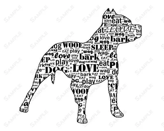 PERSONALIZED Pitbull Dog Pitbull Silhouette Word Art 8 por PetGifts