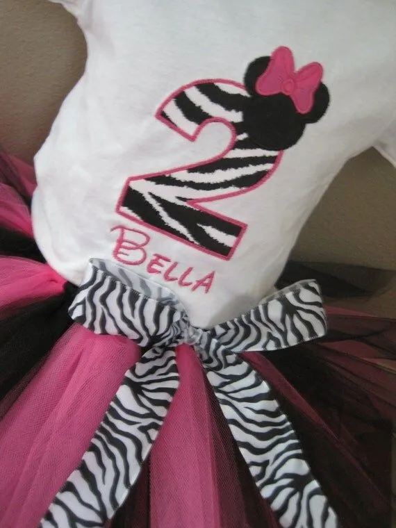 Personalized Hot Pink Zebra Minnie Mouse Birthday by TheTinyCloset Personalized Hot Pink Zebra Minnie Mouse Birthday by TheTinyCloset