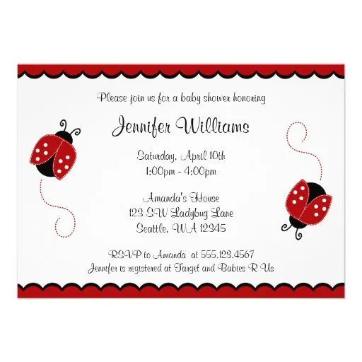 Personalized Ladybug baby girl shower Invitations ...