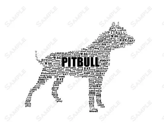 Personalized Pitbull Gift Pitbull Word Art 8 x 10 Inch por PetGifts