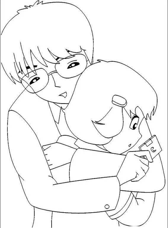 Pinto Dibujos: Papá abrazando a su hija para colorear