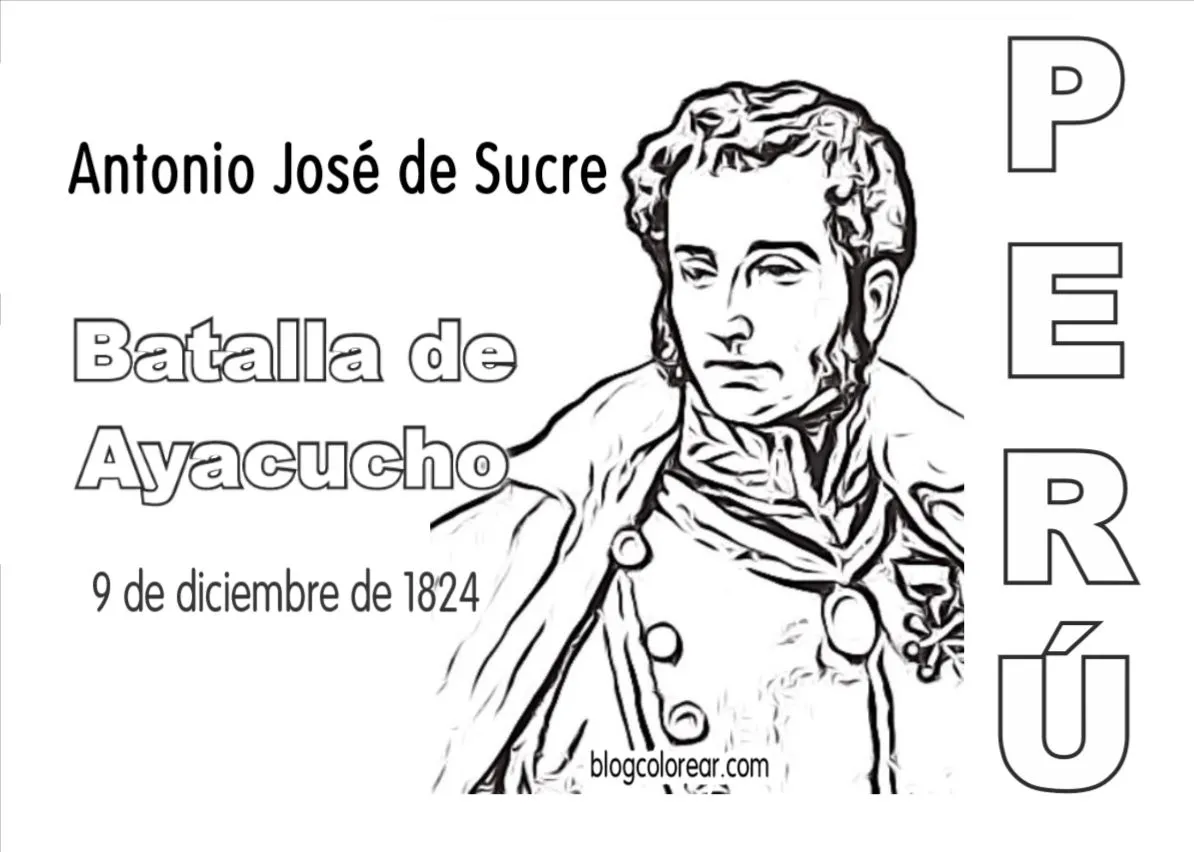 Perú colorear batalla de Ayacucho General de Sucre - Colorear dibujos infantiles Perú colorear batalla de Ayacucho General de Sucre - Colorear dibujos infantiles