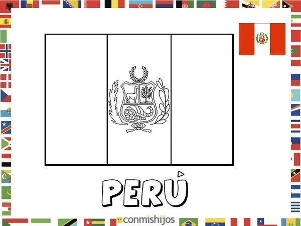 de Perú. Dibujos de banderas para pintar