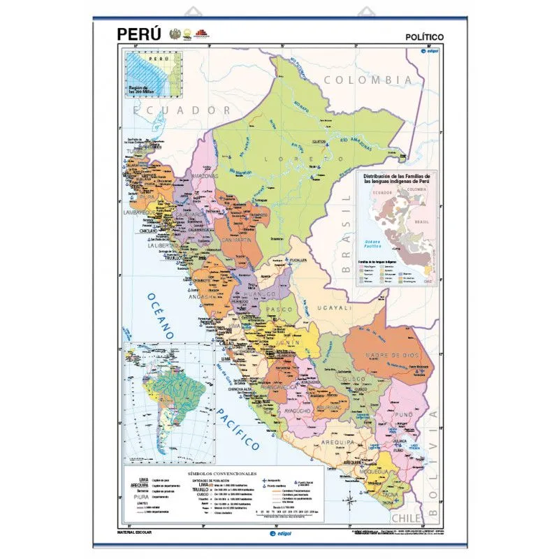 Perú, Físico / Político, 140 x 100 cm