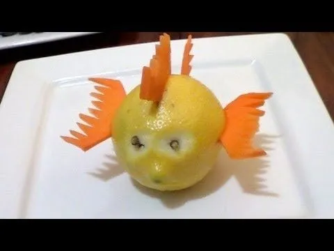 Cómo hacer un pescado con un limón y zanahoria - Arte con frutas ... Cómo hacer un pescado con un limón y zanahoria - Arte con frutas ...