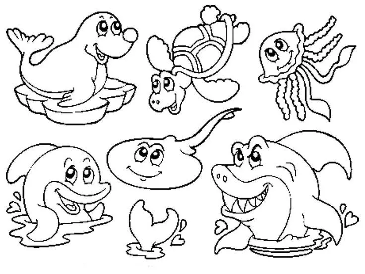 Dibujos de animales marinos para colorear, pintar, imprimir ...