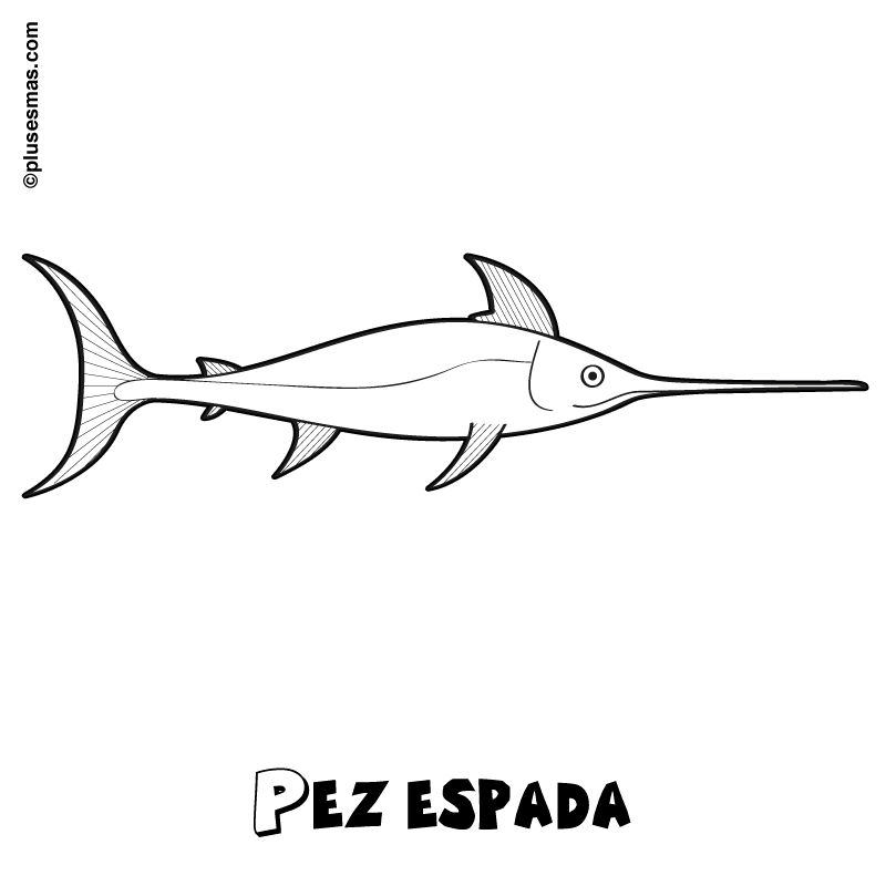 Pez espada para colorear. Colorear con niños. Ocio en casa ... Pez espada para colorear. Colorear con niños. Ocio en casa ...