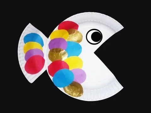 Cómo hacer un pez con un papel de plato - YouTube Cómo hacer un pez con un papel de plato - YouTube