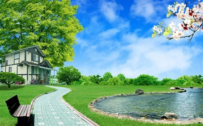 Photoshop fondos de escritorio de paisaje soleado de verano (2 ...