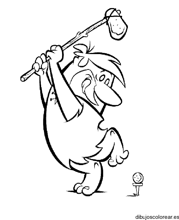 Dibujo de Pablo Picapiedra jugando al golf | Dibujos para Colorear