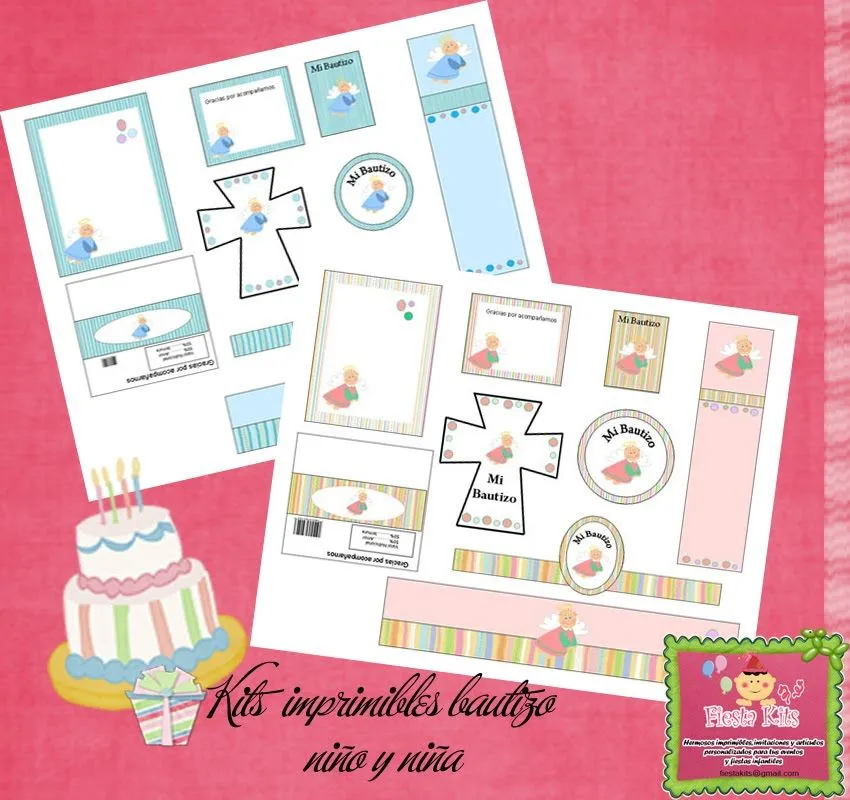 Fiestakits: KIts imprimibles de bautizo niño y niña Fiestakits: KIts imprimibles de bautizo niño y niña