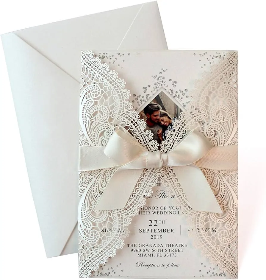 Picky Bride 25 invitaciones de boda cortadas con láser con lazo de cinta, plantilla de tarjetas de invitación de boda, elegantes invitaciones de despedida de soltera para guardar la fecha : Amazon.com.mx: Picky Bride 25 invitaciones de boda cortadas con láser con lazo de cinta, plantilla de tarjetas de invitación de boda, elegantes invitaciones de despedida de soltera para guardar la fecha : Amazon.com.mx: