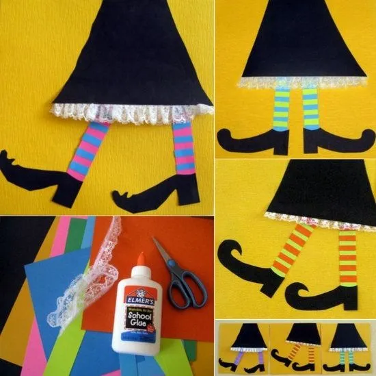 Piernas de bruja de cartulina para Halloween | Manualidades Infantiles Piernas de bruja de cartulina para Halloween | Manualidades Infantiles