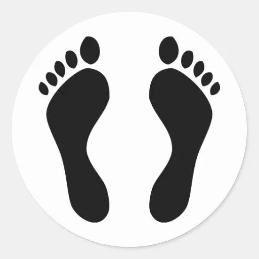 pies de las huellas pegatina redonda | Zazzle