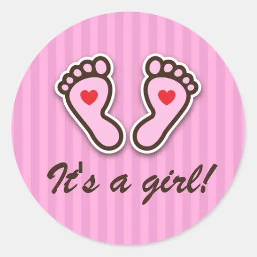 Pies rosados del bebé del dibujo animado con los pegatina redonda ...