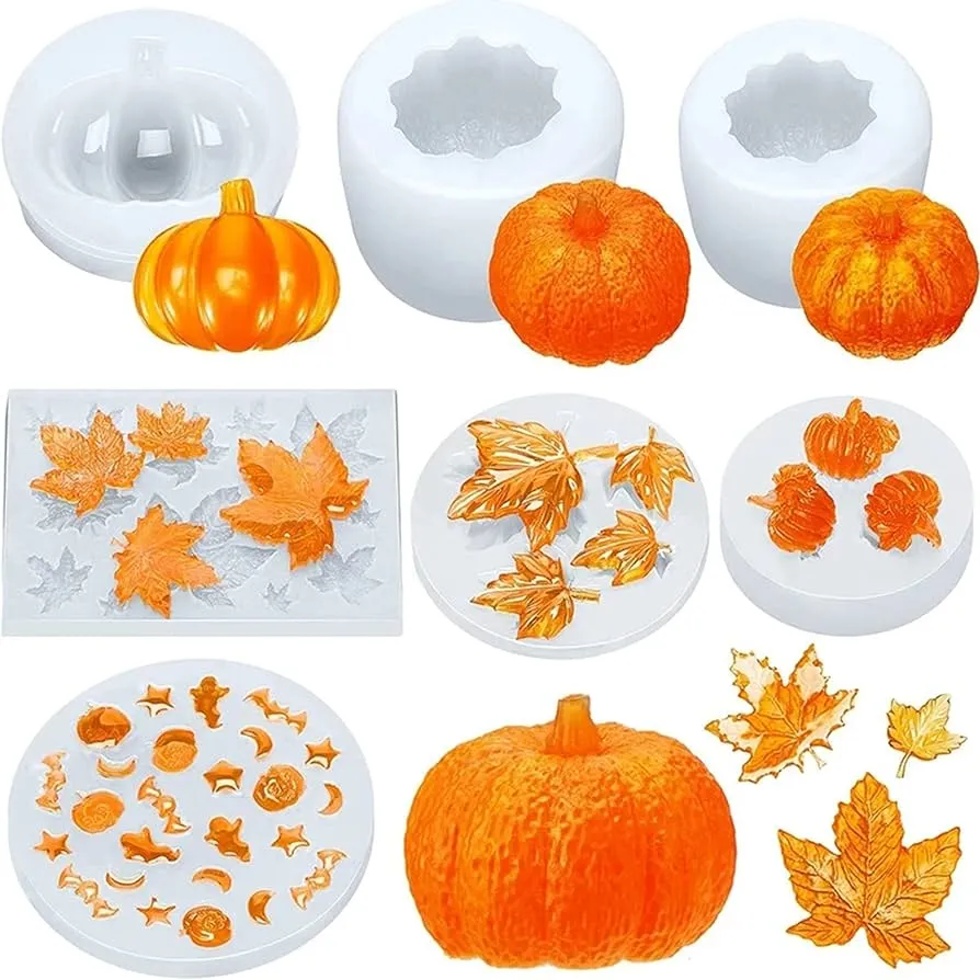 7 Piezas Moldes de Resina de Calabaza Halloween Otoño Acción de Gracias 3D  Silicona Calabaza Epoxi Molde para La Cosecha de Otoño Halloween Hogar  Decoración Manualidades : Amazon.com.mx: Hogar y Cocina