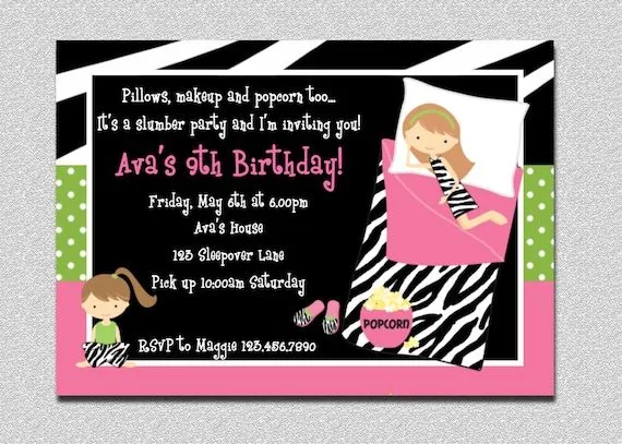 Pijama Party cumpleaños invitaciones por TheTrendyButterfly en Etsy