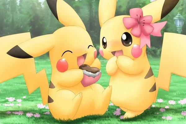 Pikachu comiendo un corazón de chocolate (4779)