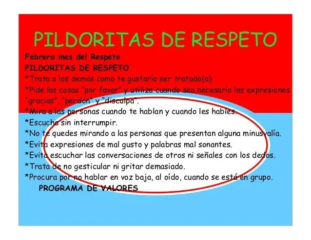 Pildoritas valor del respeto Pildoritas valor del respeto