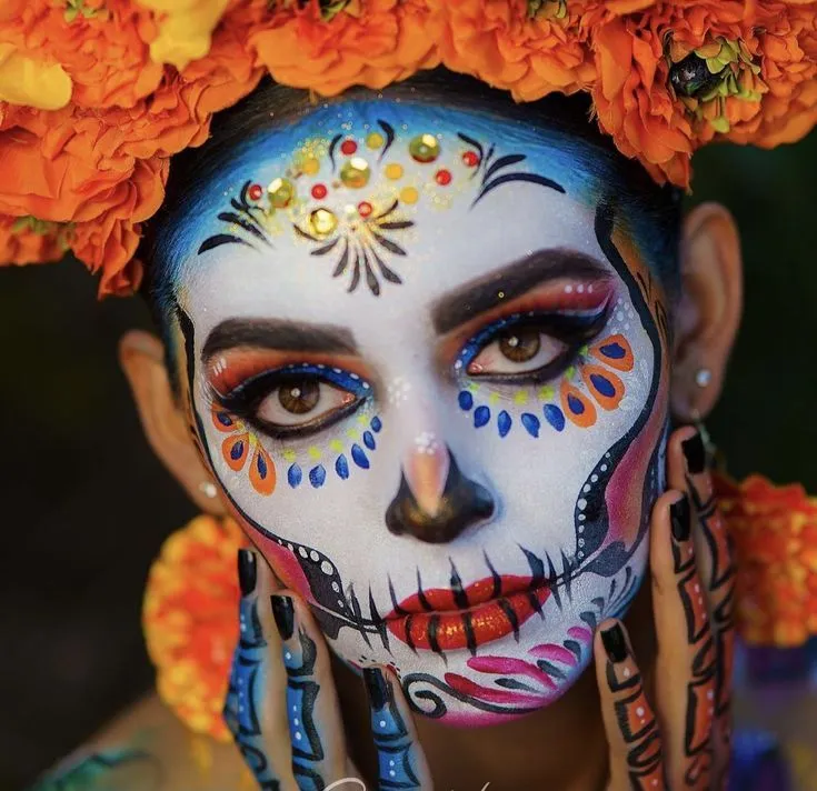 Pin de imeldalopezcar en altar de muertos | Maquillaje día de los muertos,  Maquillaje de cara de halloween, Pintacaritas de halloween