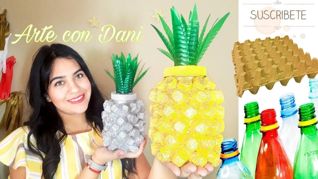 Piña decorativa | Hecha con material reciclado