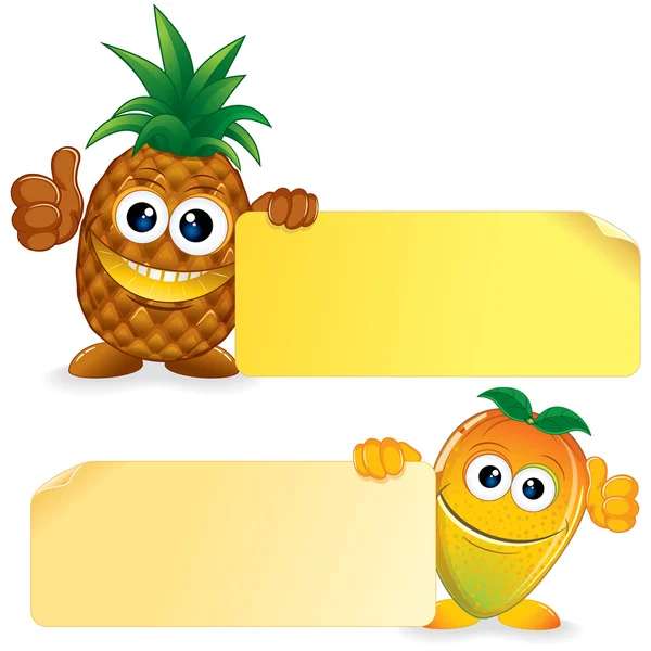 Piña con mango. Vector ilustración de dibujos animados — Vector ...