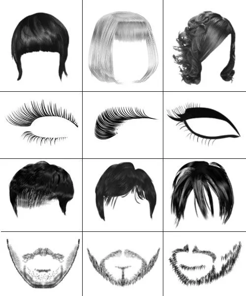 Pinceles de barbas y peinados para Photoshop - Cute & Girly