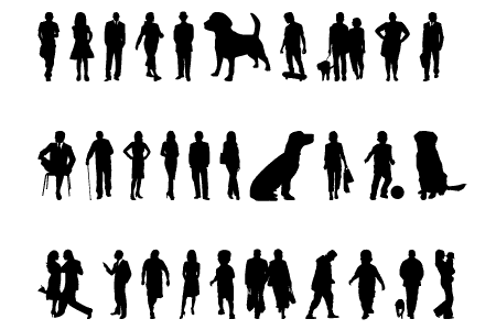Pinceles y formas de personas en silueta para Photosohop ...