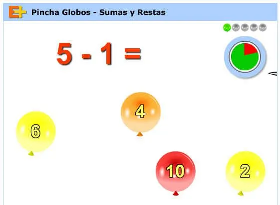 Pincha globos, juego educativo de Sumas y Restas (educaplus.org ...