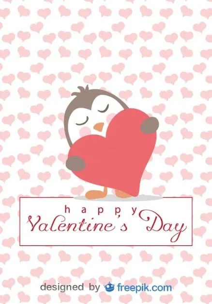 Pingüino enamorado en tarjeta del día de San Valentín de dibujos ...