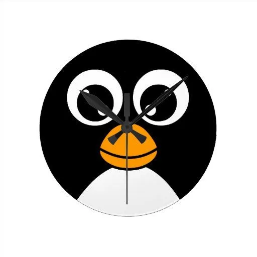 Pingüino lindo del dibujo animado blanco y negro reloj redondo ... Pingüino lindo del dibujo animado blanco y negro reloj redondo ...