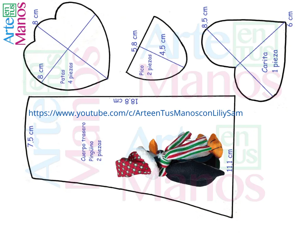PINGÜINO NAVIDEÑO, Tutorial y moldes con Arte en Tus Manos - Arte en Tus  Manos con Lili y Sam