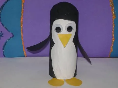 Como hacer un pinguino con tubo de papel higienico (Cara Blanca ...