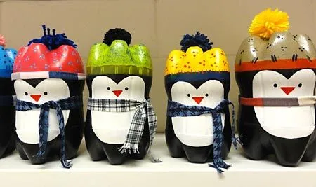 Pinguinos de navidad con botella de PET | Diseñando y reciclando ...