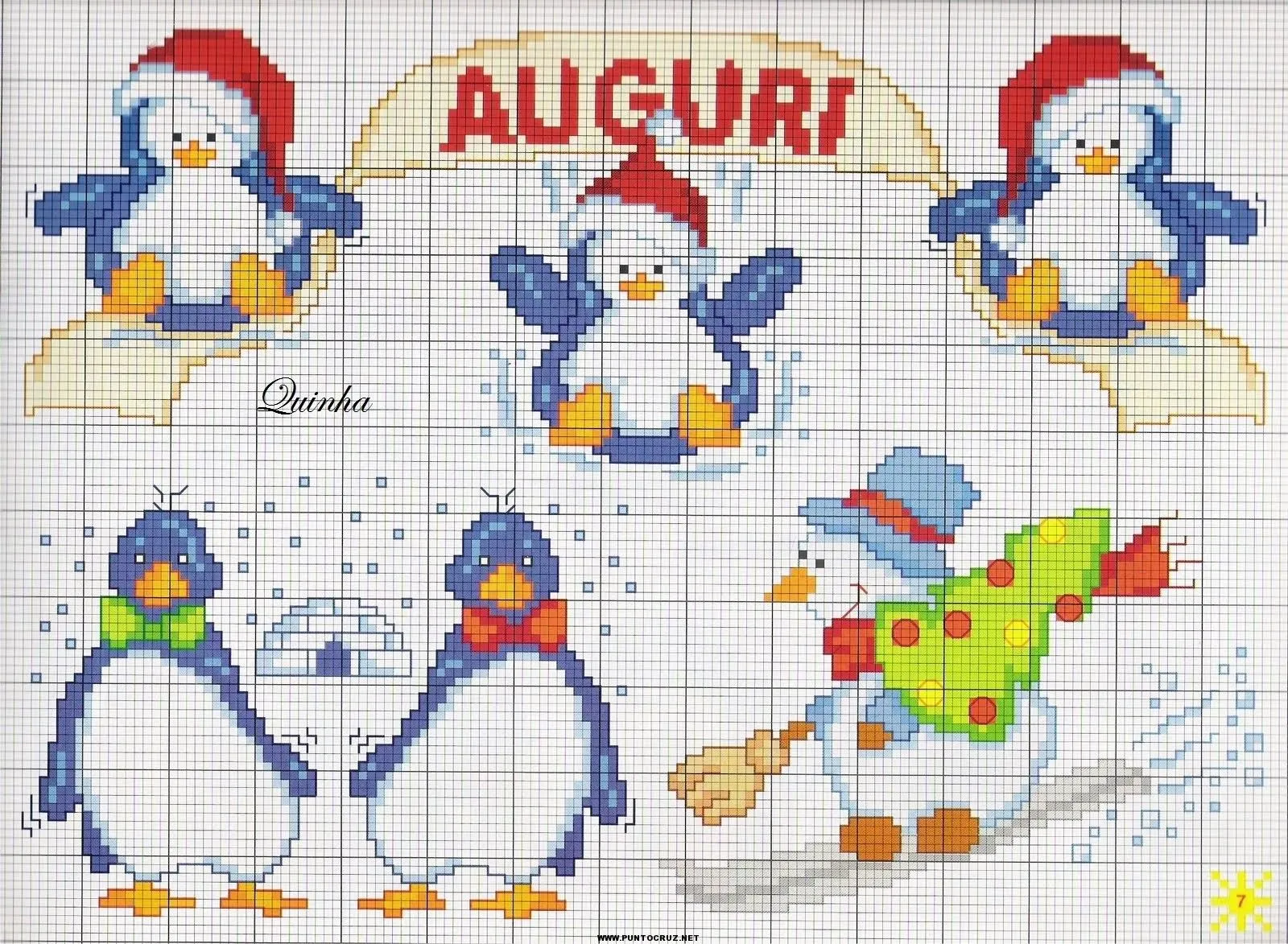 Pinguinos de navidad punto cruz | Punto de cruz - Colección de ...