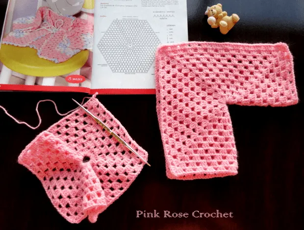 PINK ROSE CROCHET: Casaquinho para Bebê com Dois Hexágonos